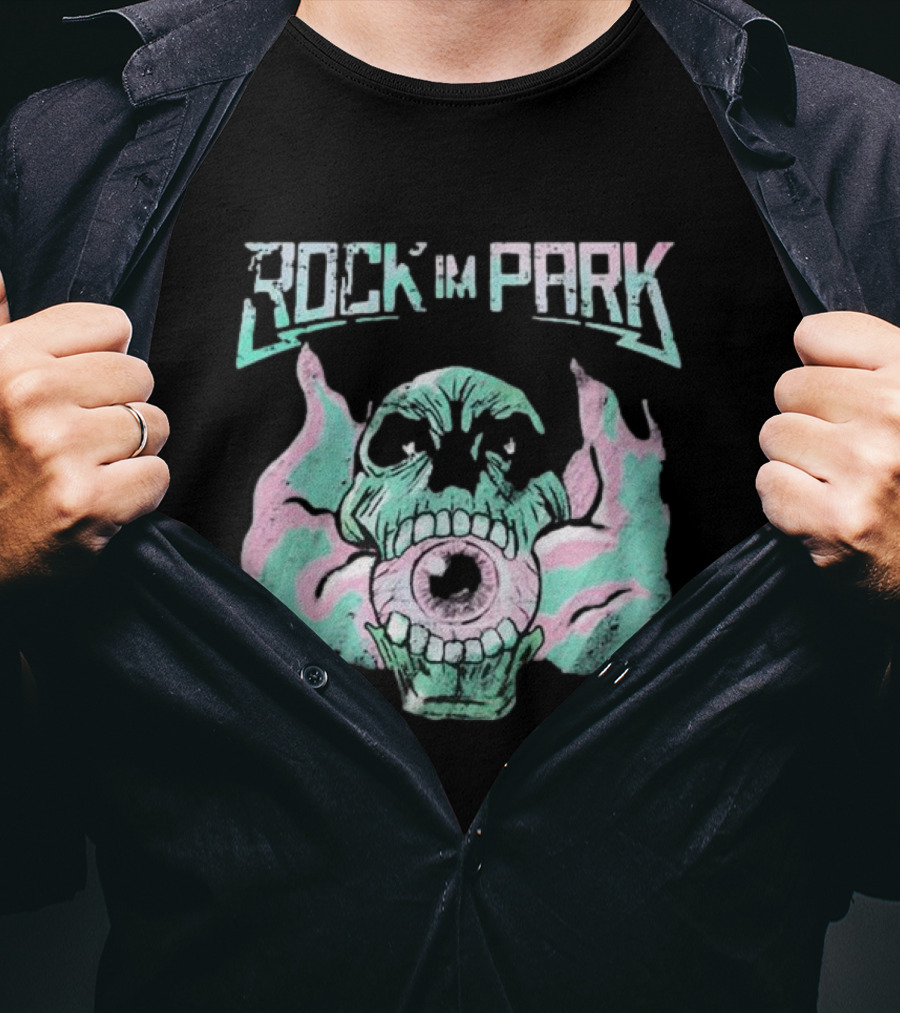 Rock Im Park Smoke Skull Flaming Eyeball T-Shirt