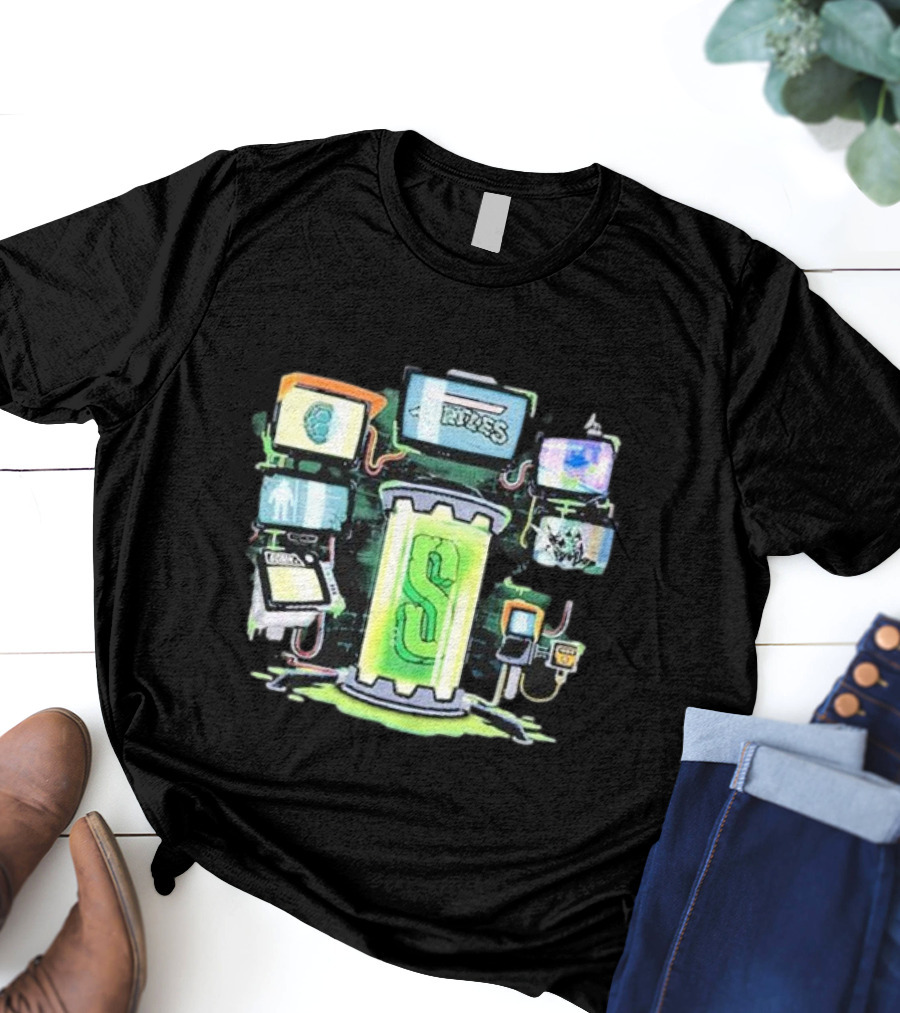 Sidemen Mutation Sci-Fi Tube With Screens And Green Elements T-Shirt