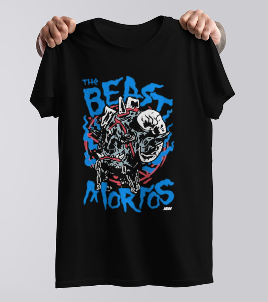 The Beast Mortos Skull Chains Inferno Blue Red Graphic ABN T-Shirt