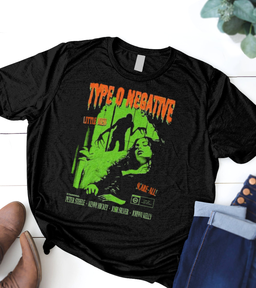 Type O Negative Little Miss Scare-All Horror Starring Peter Steele Kenny Hickey Josh Silver Johnny Kelly T-Shirt