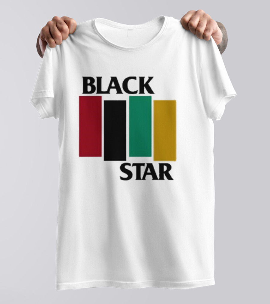 Black Star Flag Red Black Green Gold Vertical Bars T-Shirt