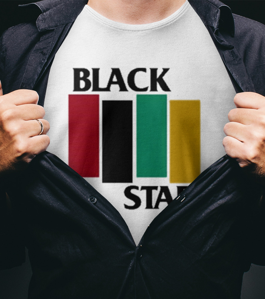 Black Star Flag Red Black Green Gold Vertical Bars T-Shirt
