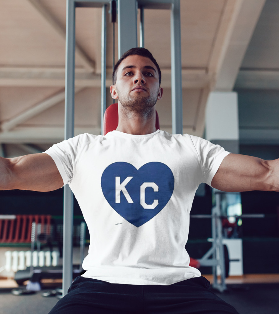 KC Heart Powder Blue Navy T-Shirt