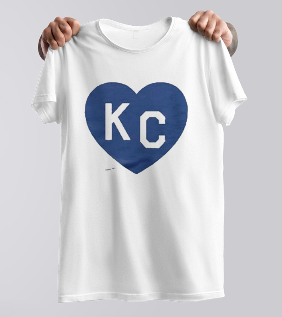 KC Heart Powder Blue Navy T-Shirt