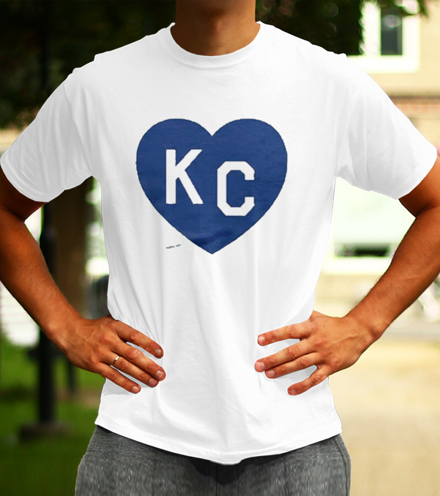 KC Heart Powder Blue Navy T-Shirt