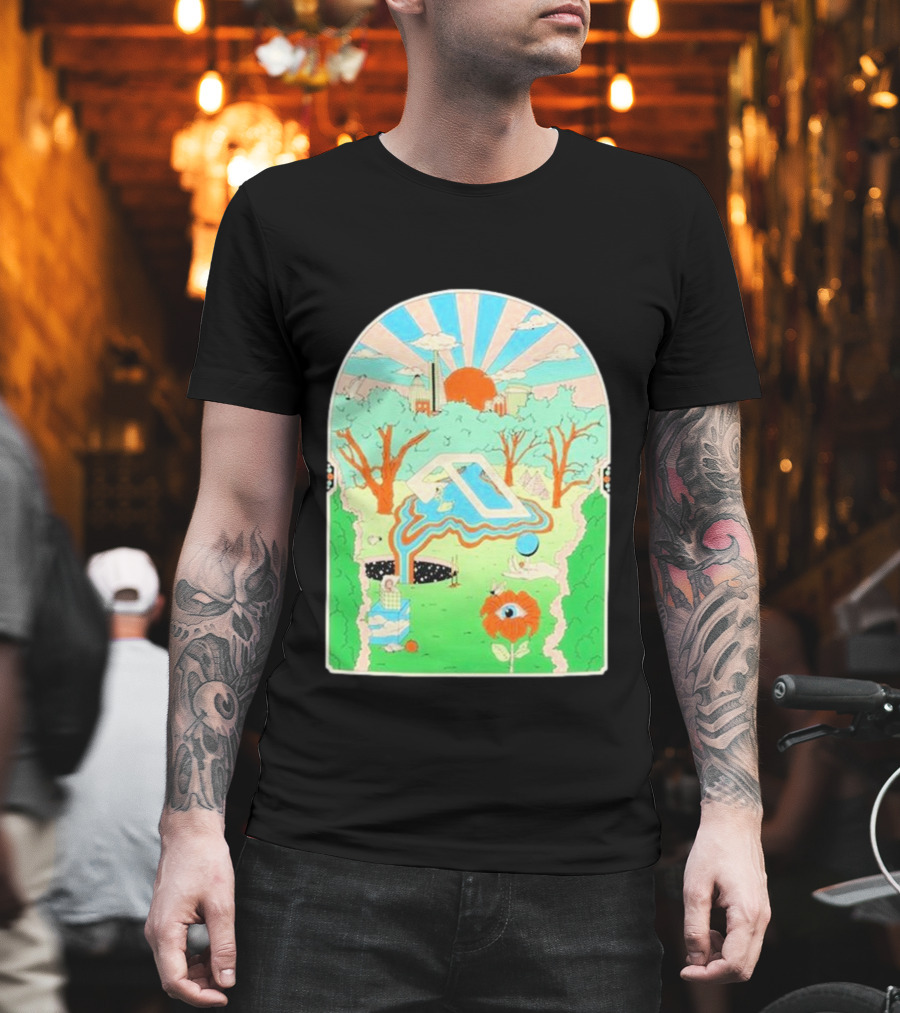 Anjunadeep X Andrew Mcgranahan Psychedelic Landscape With Eye And Cloud Motif T-Shirt