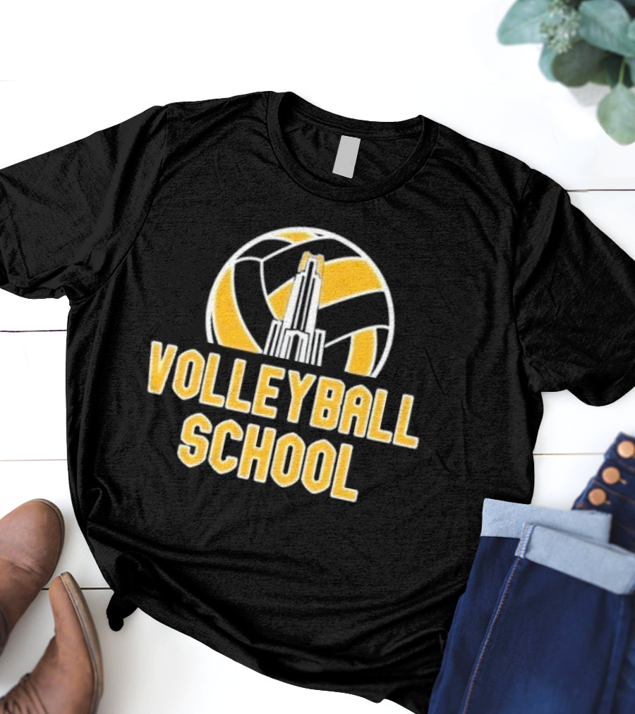 Volleyball School Ball Tower Icon With Building T-Shirt
