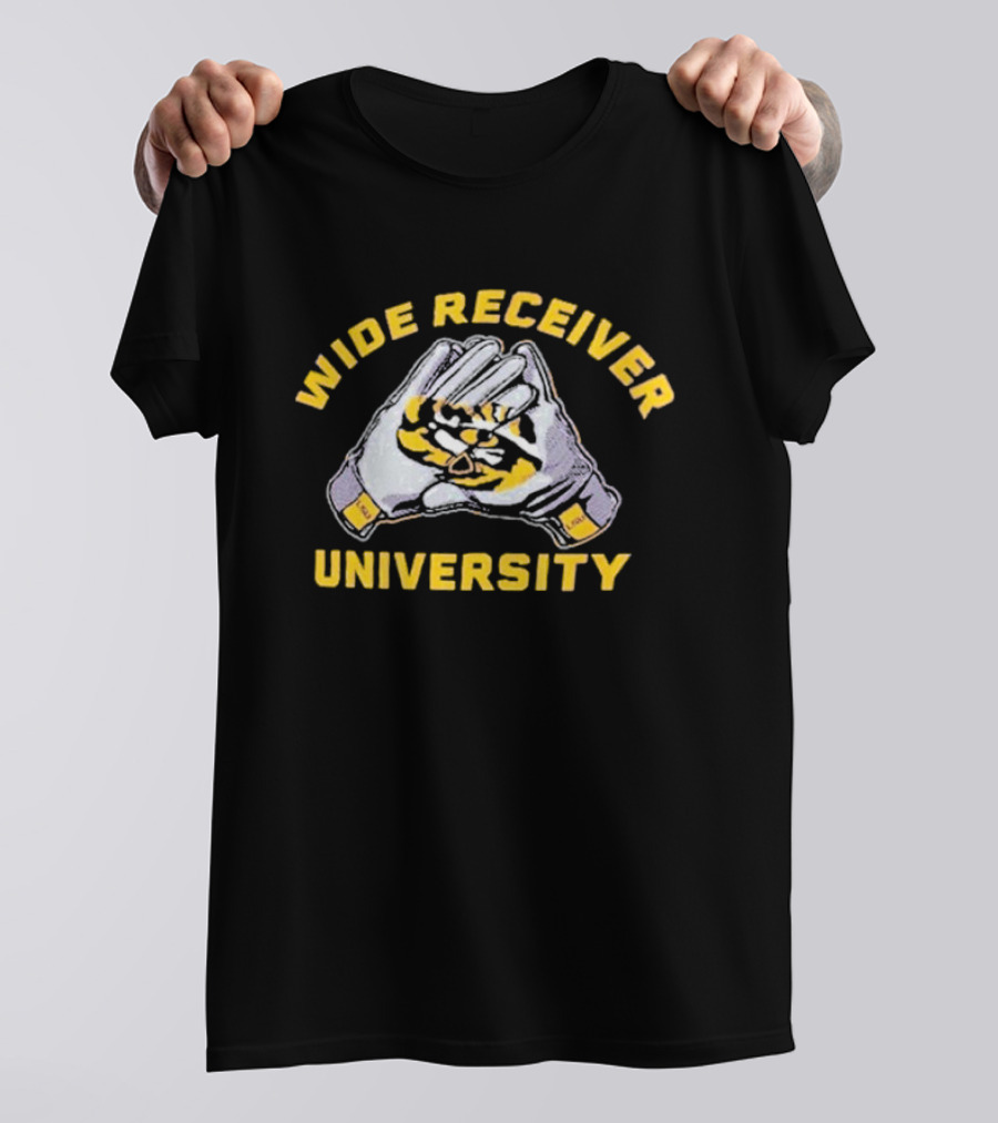 Wide Receiver University Gloves With Tiger Stripe Motif T-Shirt