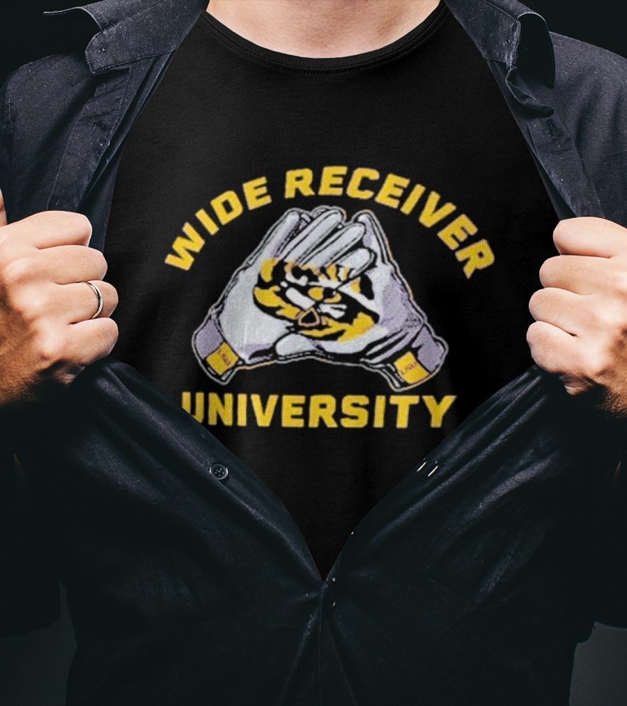 Wide Receiver University Gloves With Tiger Stripe Motif T-Shirt
