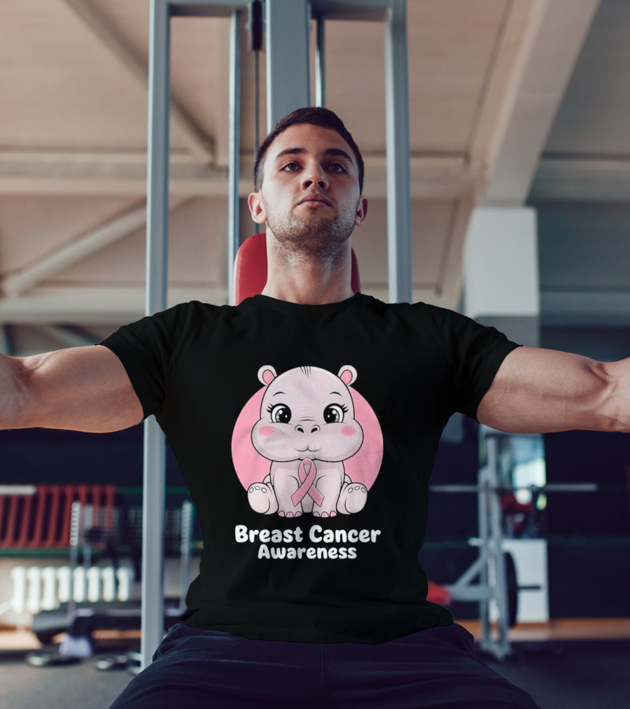Breast Cancer Awareness Hippo Pink T-Shirt