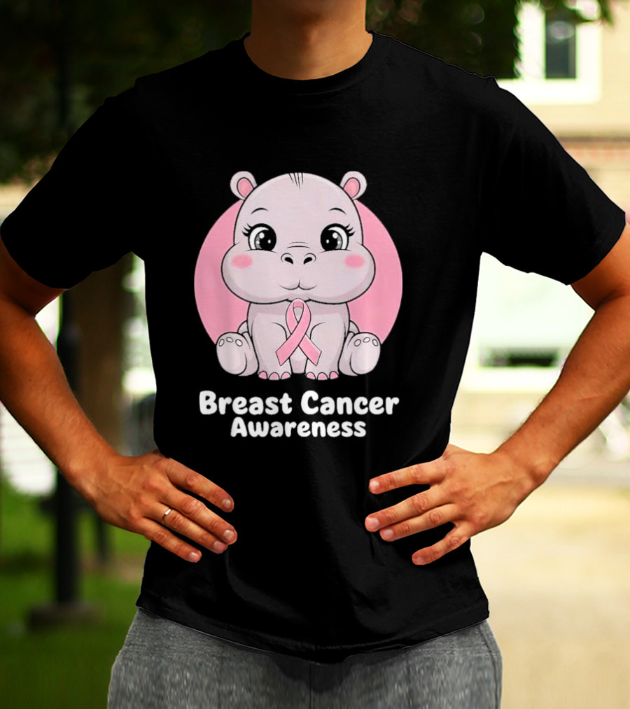 Breast Cancer Awareness Hippo Pink T-Shirt