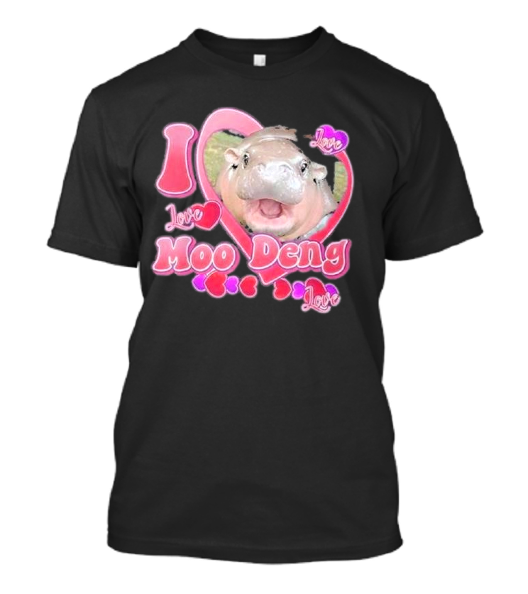 I Love Moo Deng Baby Hippo Heart Love Cute T-Shirt