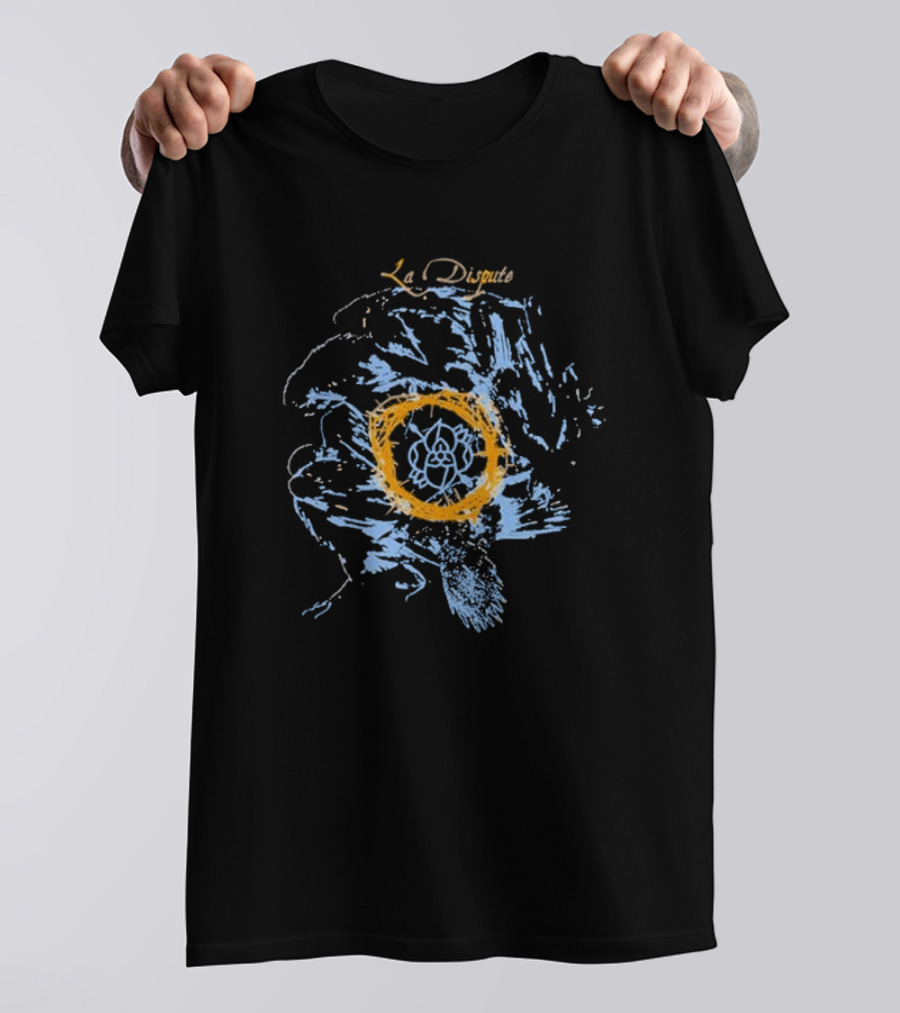 La Dispute Crows Blue Brushstroke Yellow Circle Flower T-Shirt