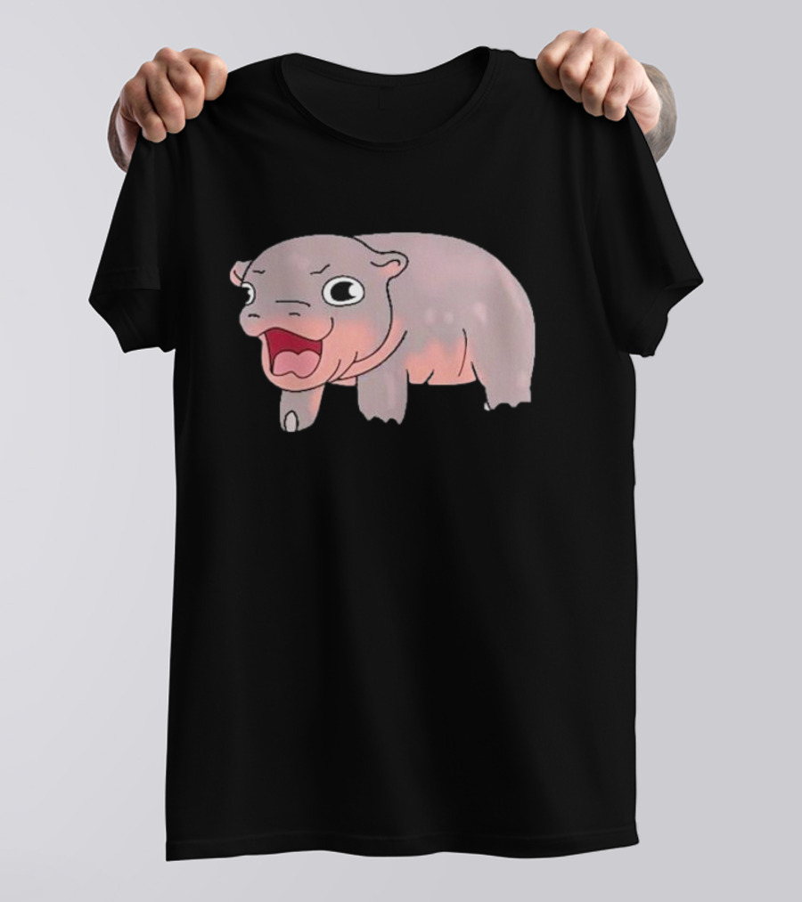 Moo Deng Baby Hippo Hippopotamus Cute Cartoon Character T-Shirt
