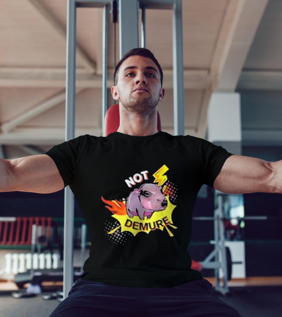 Moo Deng Not Demure Pop Art Hippo Lightning Fire Burst T-Shirt