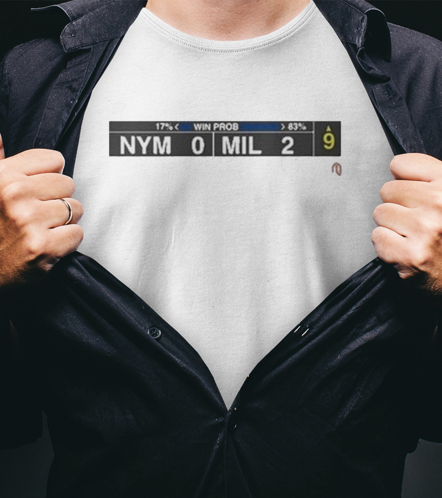 Athletelogos Score Bug NYM 0 MIL 2 Win Prob 17% 83% Inning 9 T-Shirt