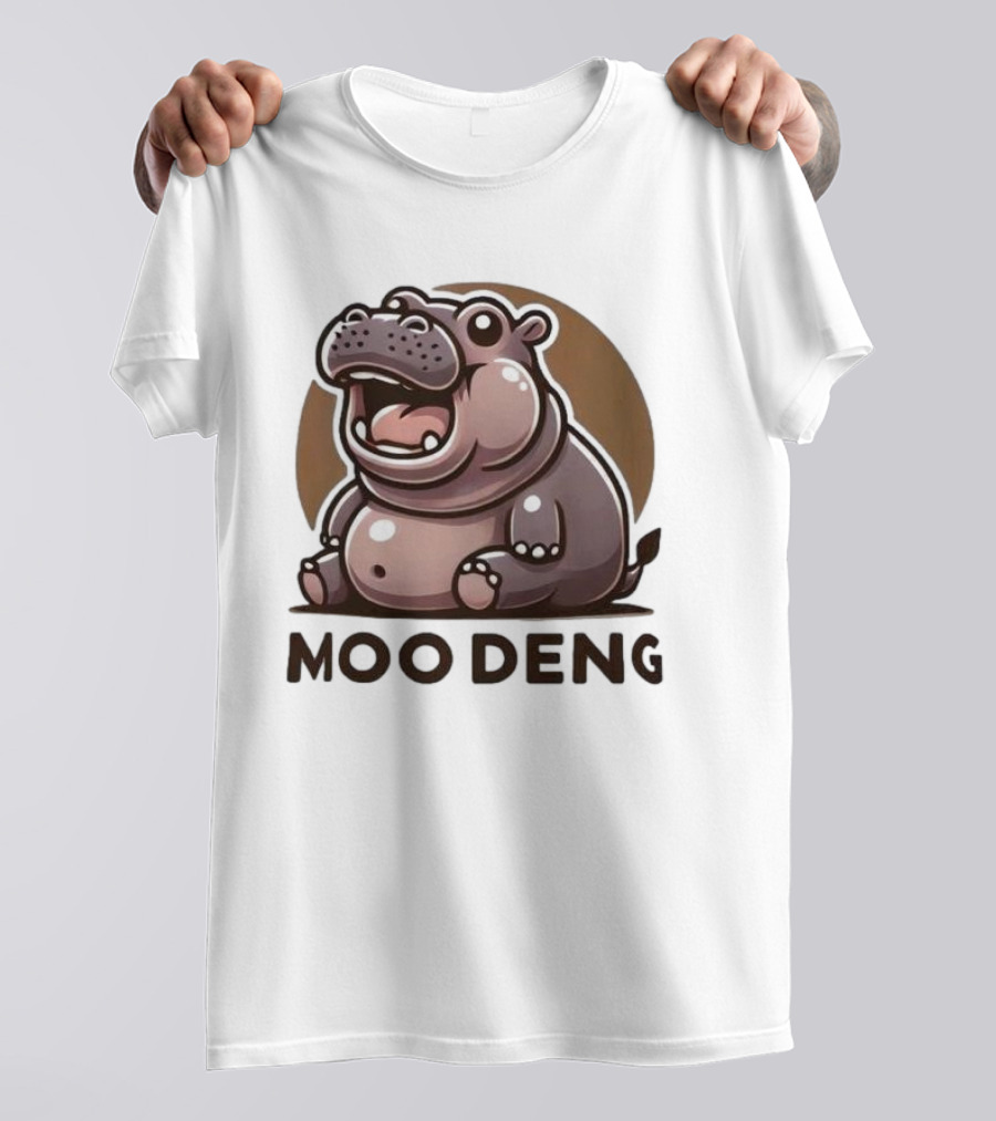 Moo Deng Baby Hippo Fat Cartoon Character T-Shirt