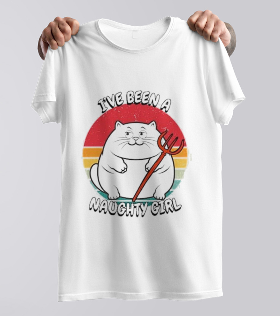 I’ve Been A Naughty Girl Cute Cat With Pitchfork T-Shirt
