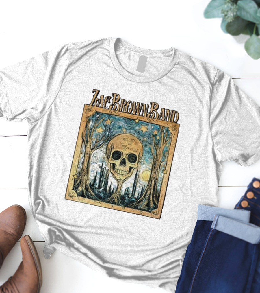 Zac Brown Band Skull Starry Forest Scene T-Shirt
