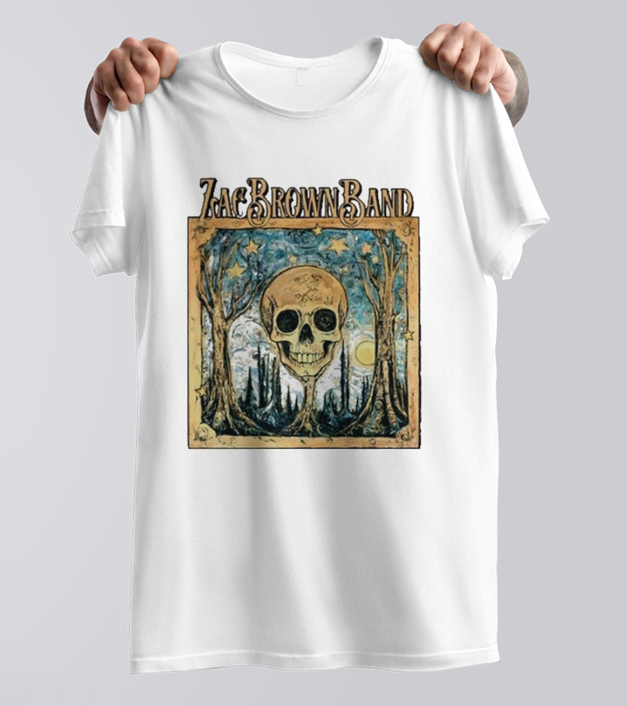 Zac Brown Band Skull Starry Forest Scene T-Shirt