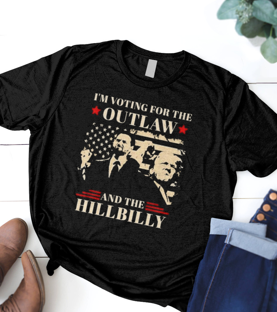 I'm Voting For The Outlaw And The Hillbilly Stars And Stripes Retro Portraits T-Shirt