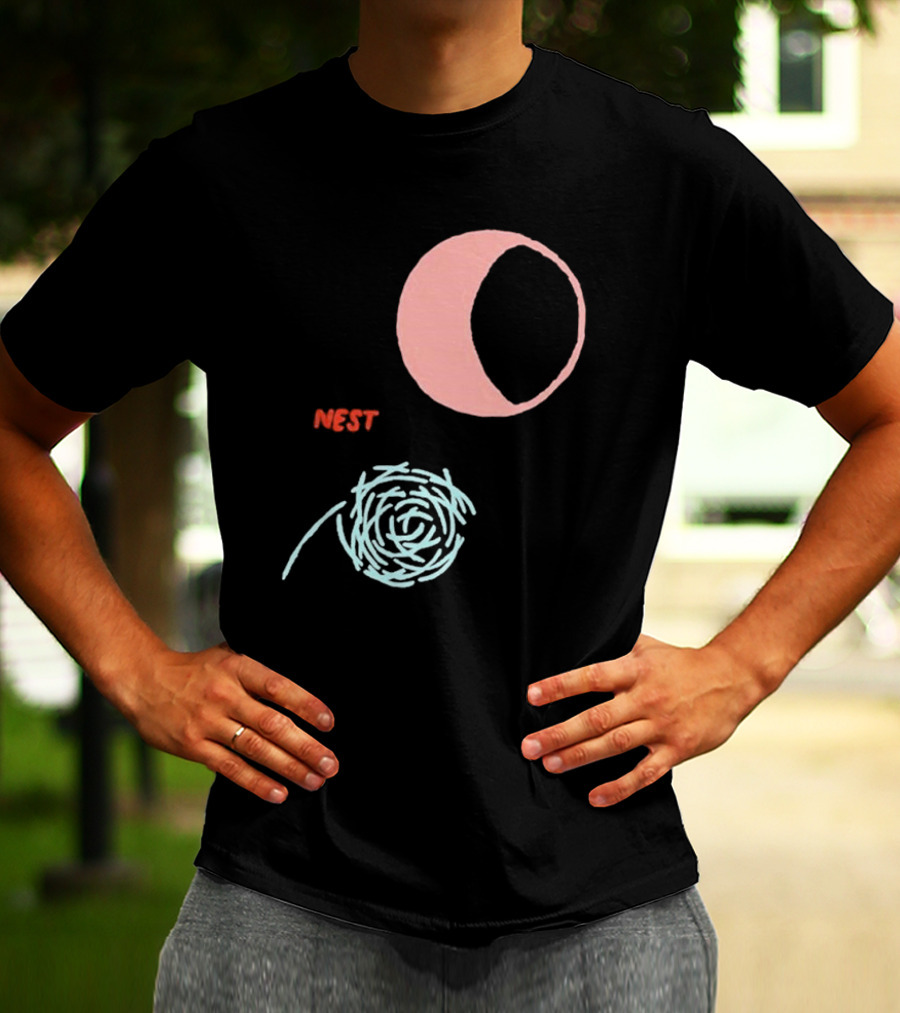 Nest And Moon Phases In Minimalist T-Shirt