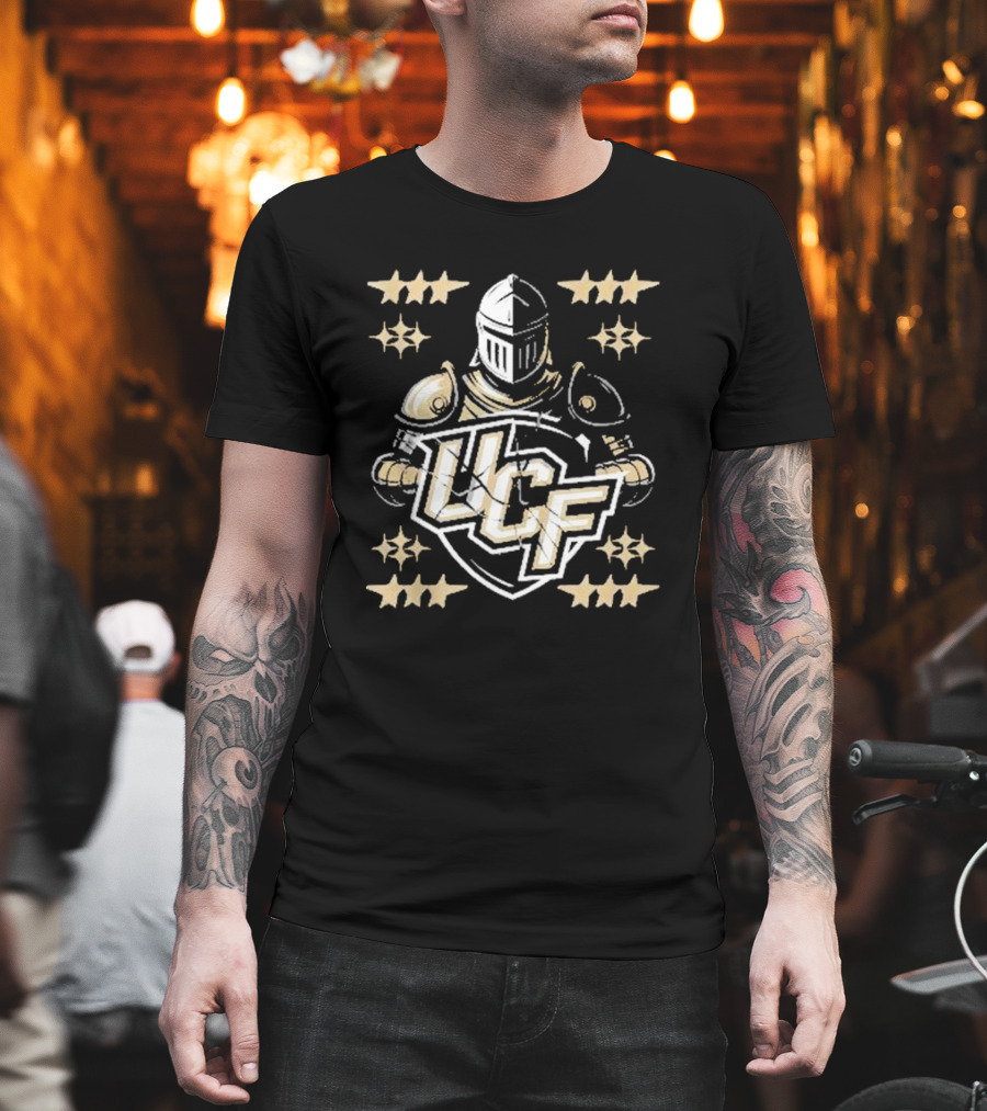 UCF Knight Armor Vintage Lettering Distressed Stars T-Shirt