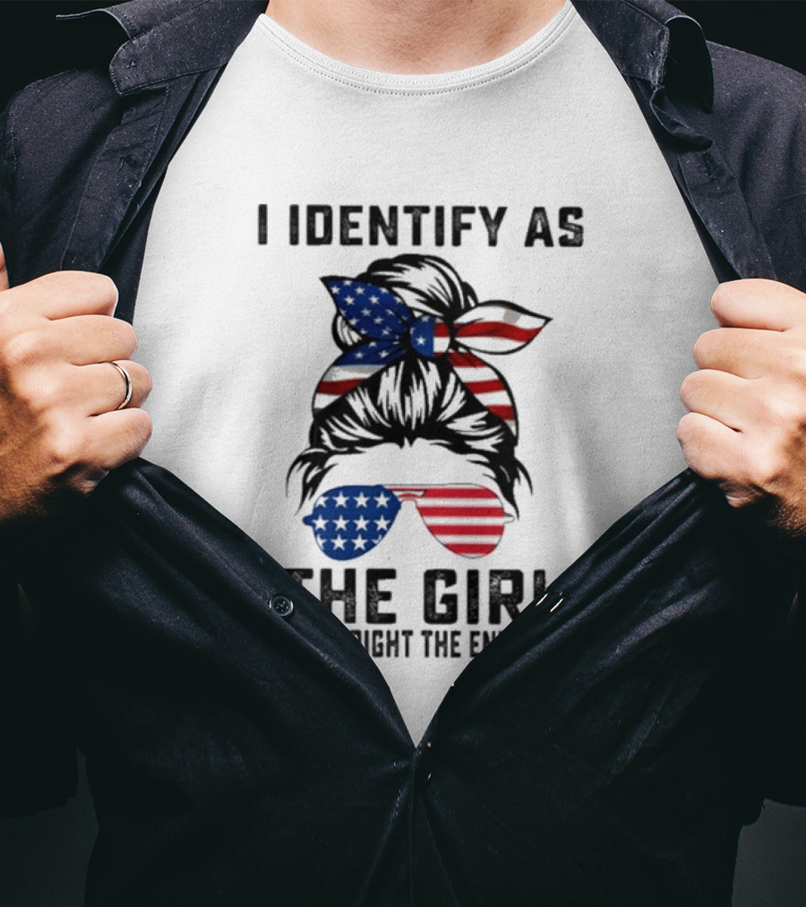 I Identify As The Girl Who Was Right The Entire Time American Flag Sunglasses And Bandana T-Shirt