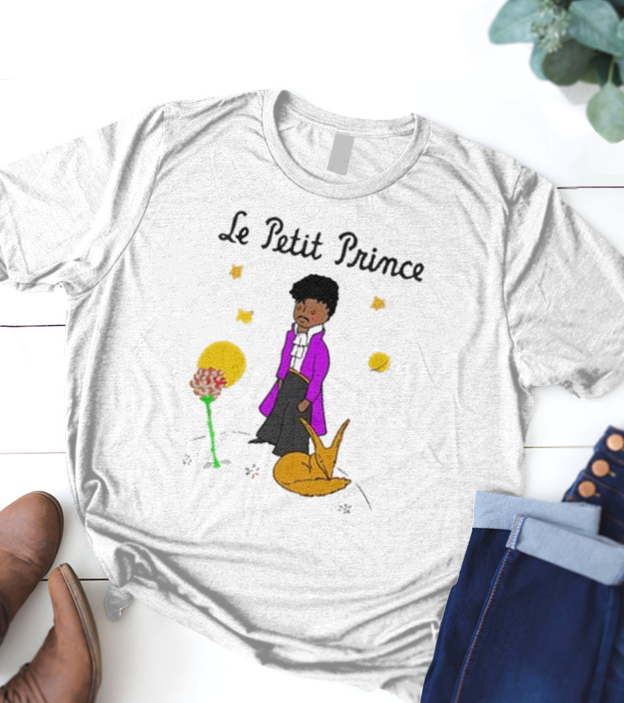 Le Petit Prince Purple Coat Fox And Rose Stars T-Shirt