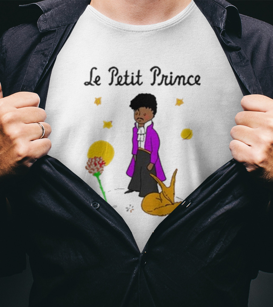 Le Petit Prince Purple Coat Fox And Rose Stars T-Shirt
