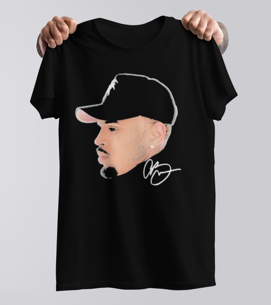 20 Years Of Chris Brown Big Head Signature Cap Profile T-Shirt