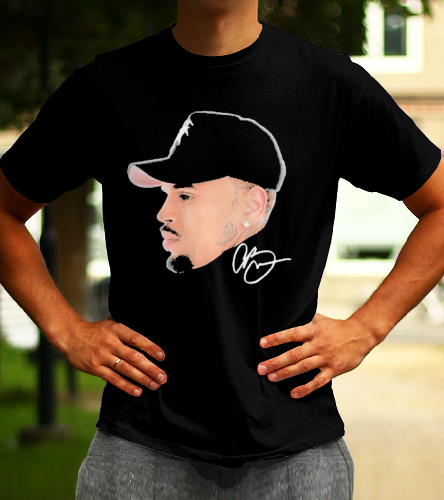 20 Years Of Chris Brown Big Head Signature Cap Profile T-Shirt