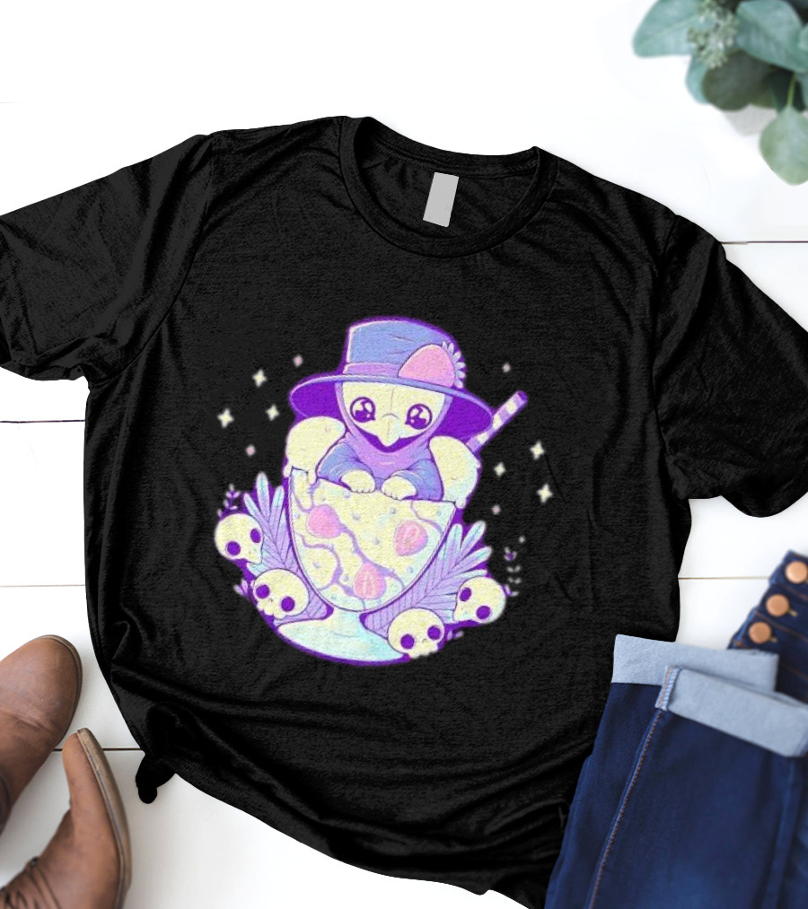 Cute Plague Doctor Ice Cream Delight With Skulls And Stars T-Shirt