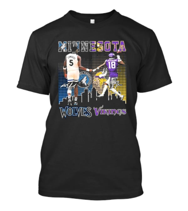 Minnesota Timberwolves Vikings Edwards Jefferson Collaboration T-Shirt