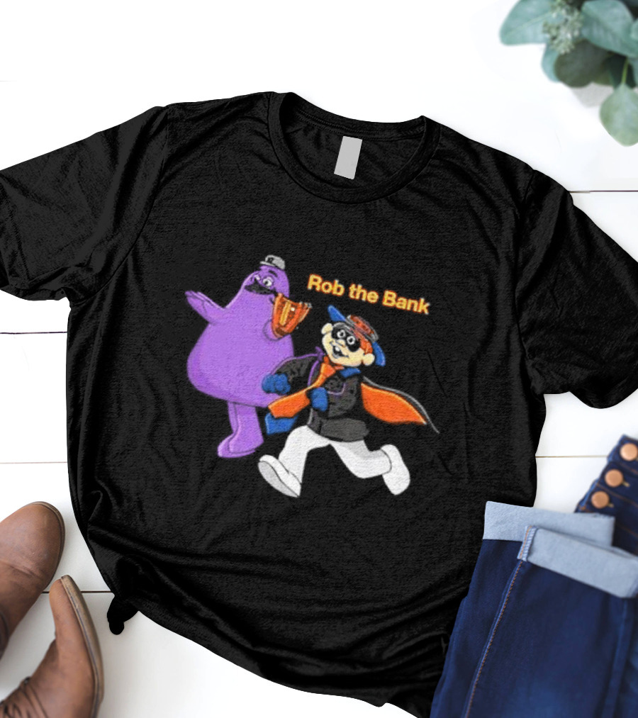 Grimace Monster Accompanies Rob The Bank Heist With Classic Burglar Image T-Shirt