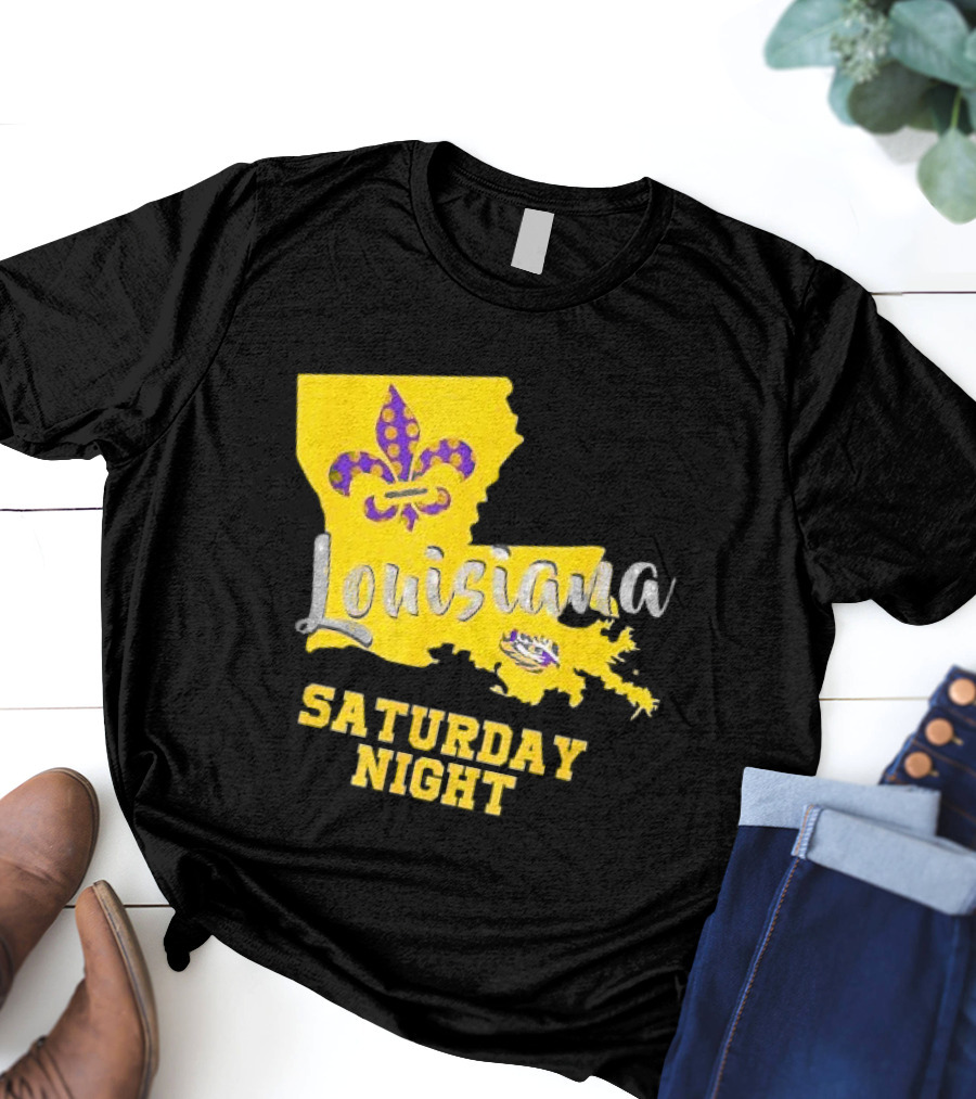 Louisiana Saturday Night LSU Tigers Fleur De Lis T-Shirt