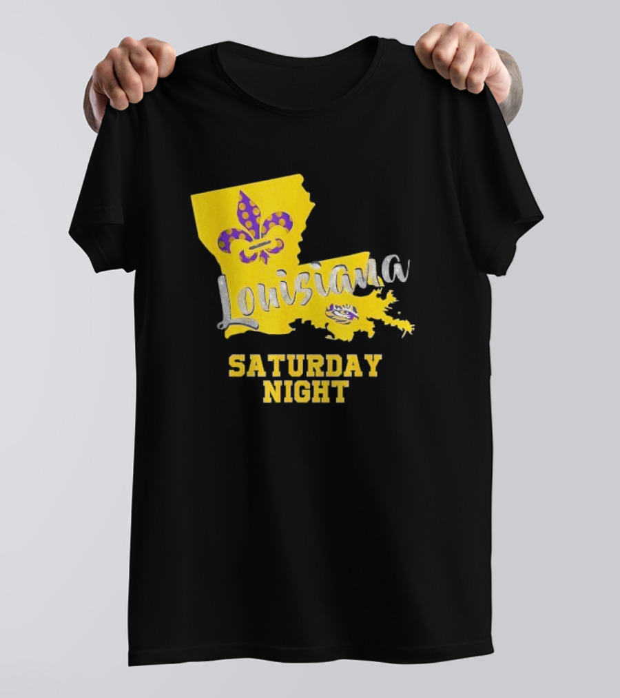 Louisiana Saturday Night LSU Tigers Fleur De Lis T-Shirt