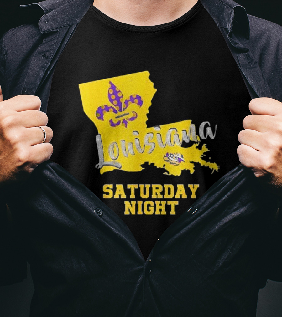 Louisiana Saturday Night LSU Tigers Fleur De Lis T-Shirt