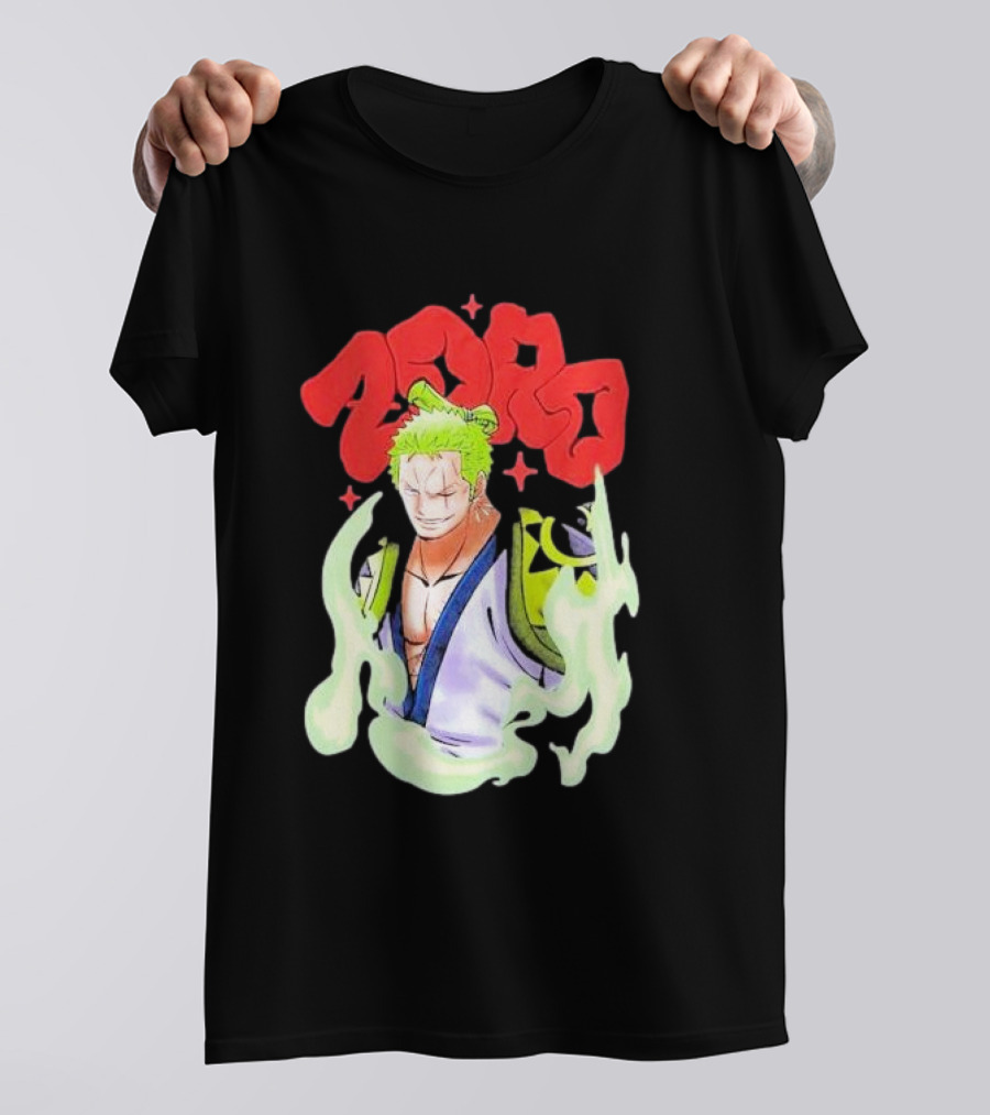 One Piece Zoro Japan Animation Airbrush Style Manga Character T-Shirt