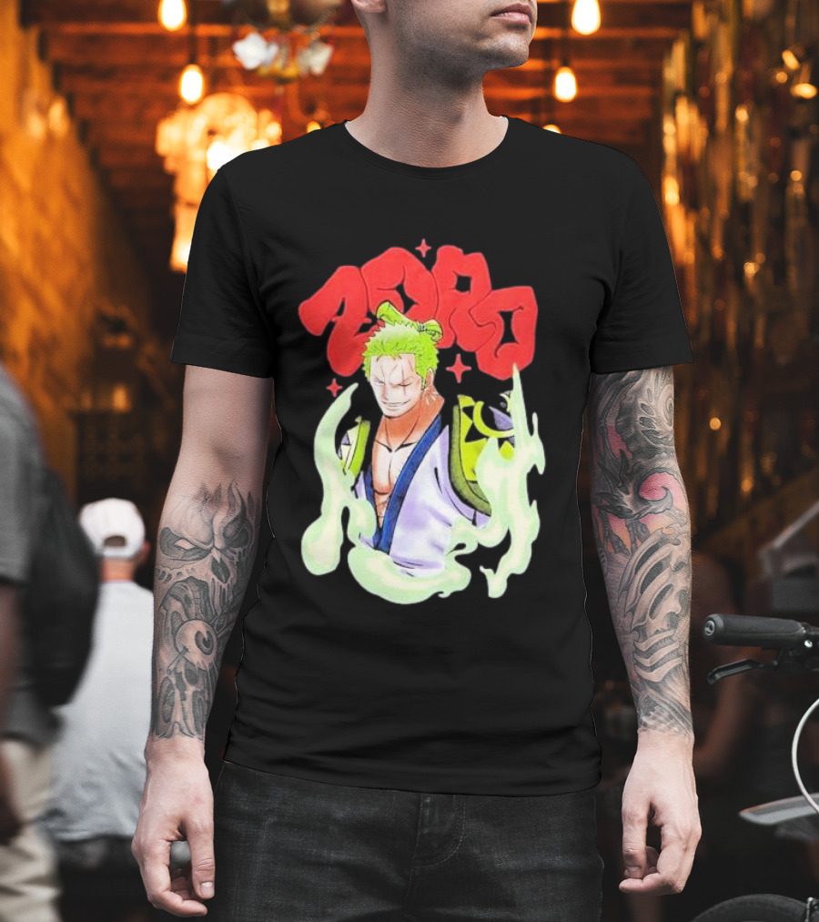 One Piece Zoro Japan Animation Airbrush Style Manga Character T-Shirt