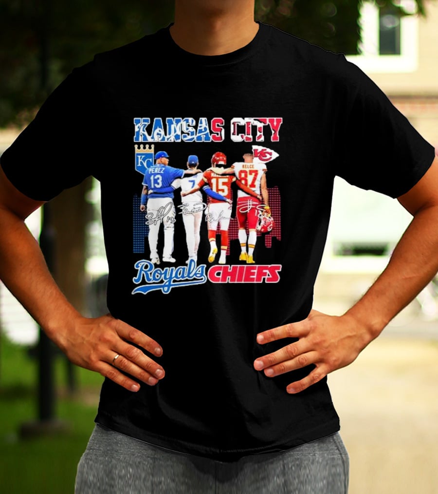 Kansas City Perez Witt Jr Mahomes Kelce Royals Chiefs T-Shirt