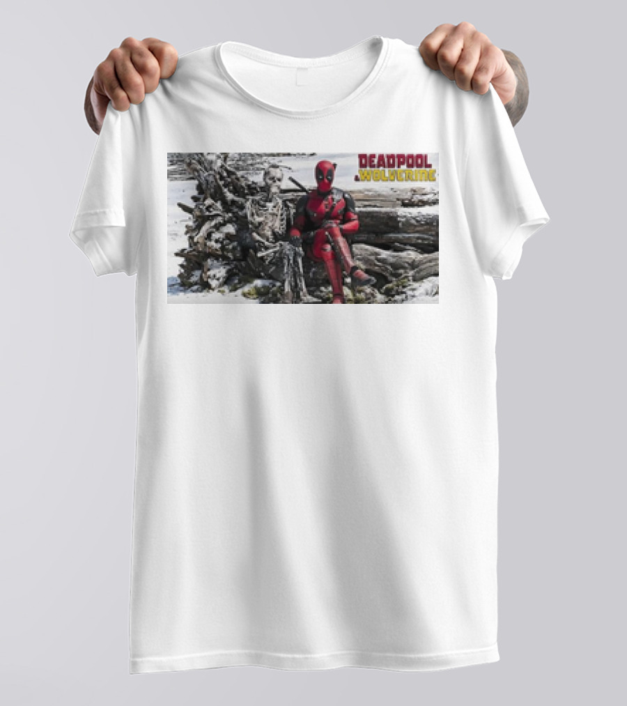 Deadpool And Skeleton Wolverine Snowy Scene T-Shirt