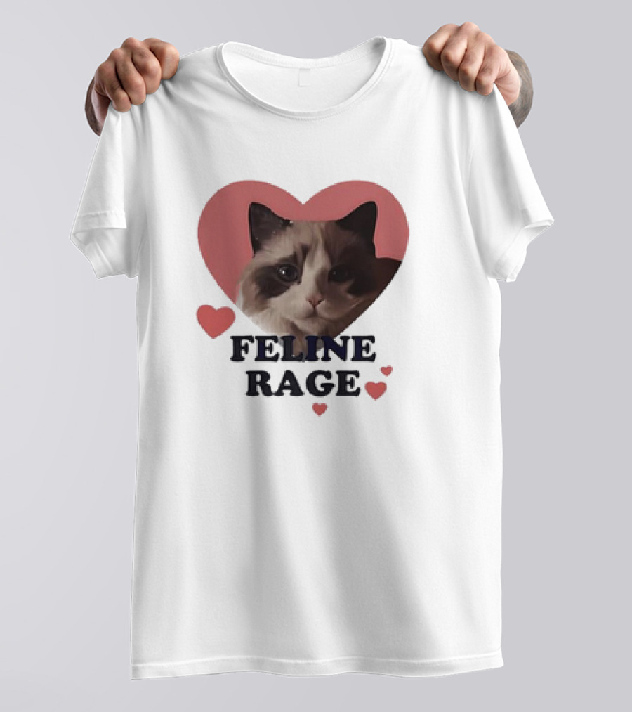 Feline Rage Heart Love Cat T-Shirt