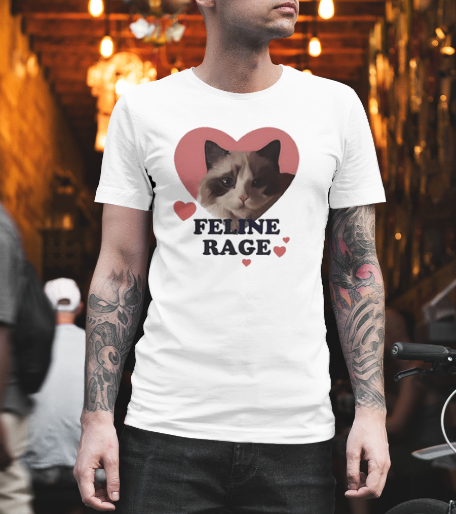 Feline Rage Heart Love Cat T-Shirt