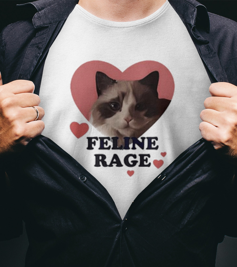 Feline Rage Heart Love Cat T-Shirt