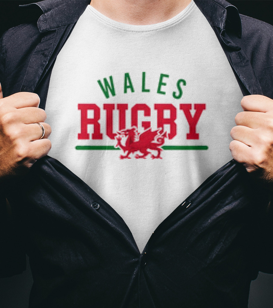 Wales Rugby Red Dragon Wordmark Supersoft T-Shirt
