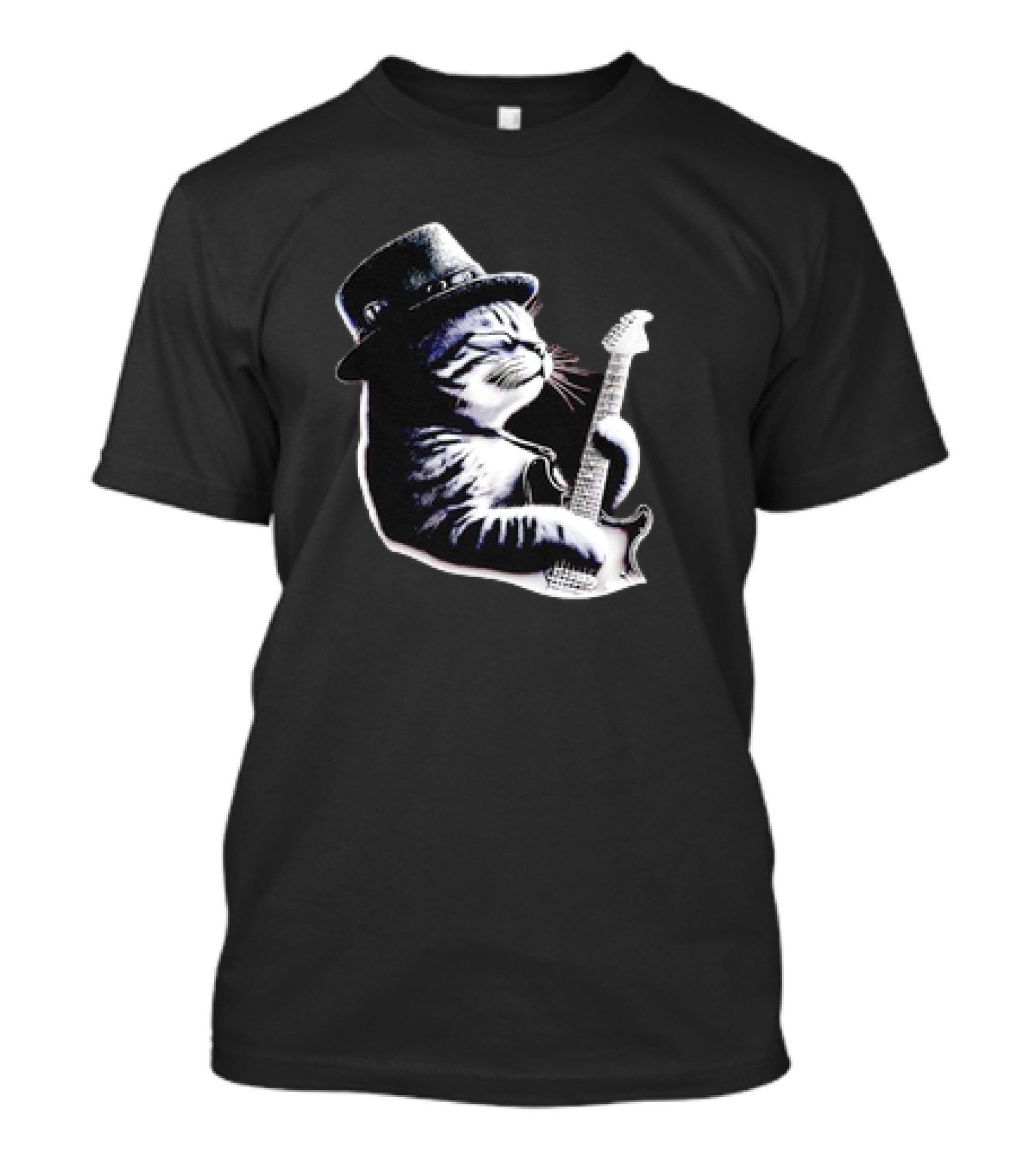 Cat Playing Guitar Funny Rock Music Guitar Cat T-Shirt