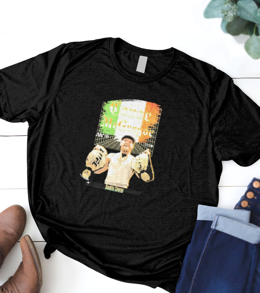 Conor McGregor Double Champ UFC Belt Irish Flag T-Shirt