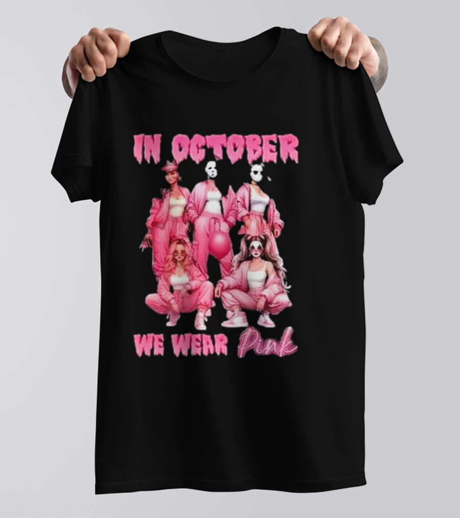In October We Wear Pink Comadre Crew Horror Movie T-Shirt