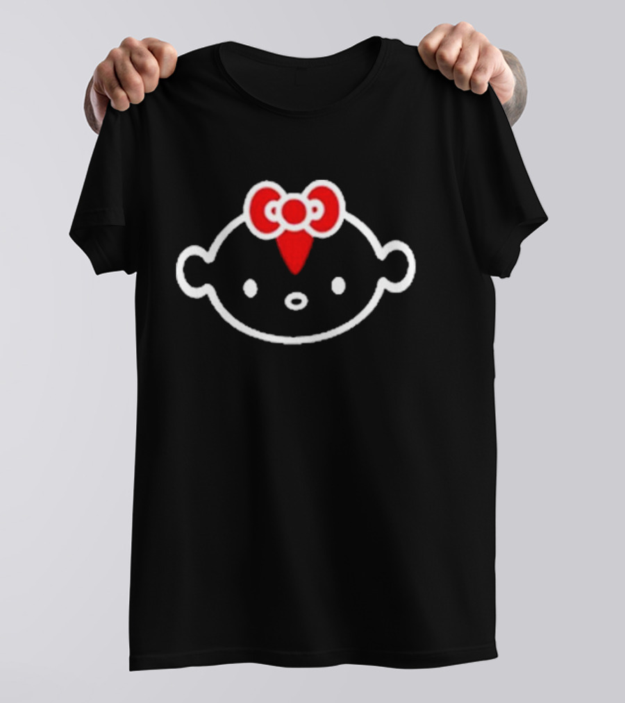 Lil Darkie Hello Darkie Red Bow Cartoon Face T-Shirt